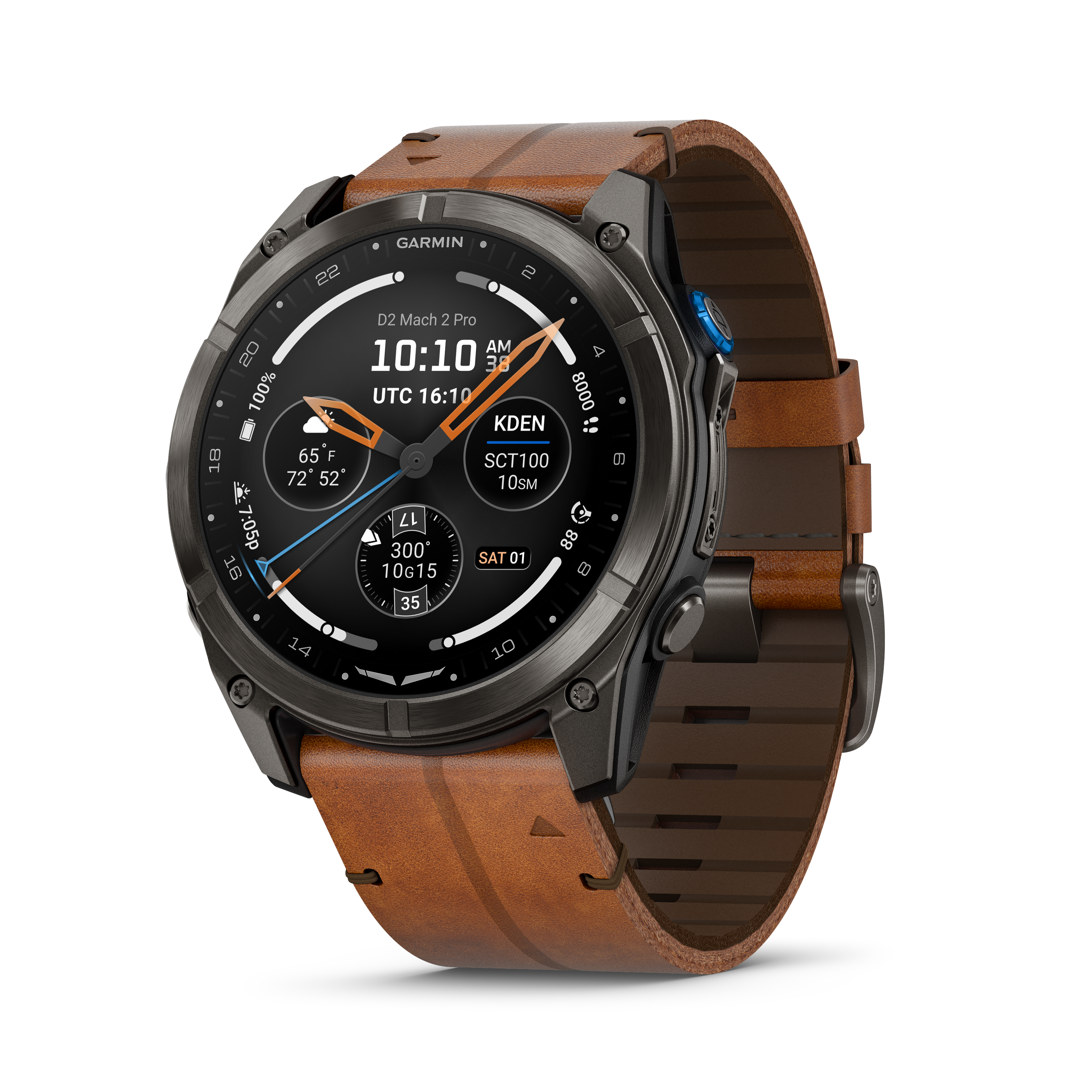 Garmin D2 Mach 2 Pro aviator smartwatch with titanium bezel and AMOLED display