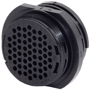 CIRCULAR CONNECTOR/Male, 63 position, free hanging, straight angle, threaded.