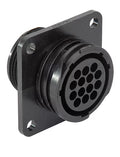 CIRCULAR CONNECTOR/Female, 14 position, panel mount, flange with mounting holes, straight angle, threaded