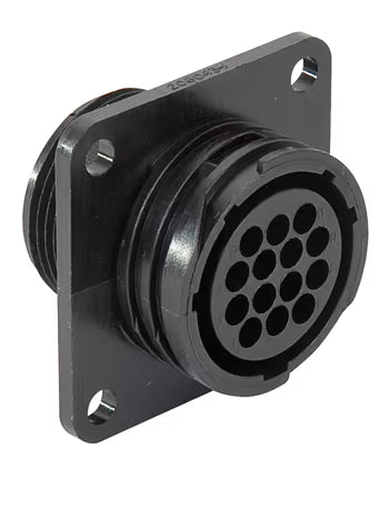 CIRCULAR CONNECTOR/Female, 14 position, panel mount, flange with mounting holes, straight angle, threaded