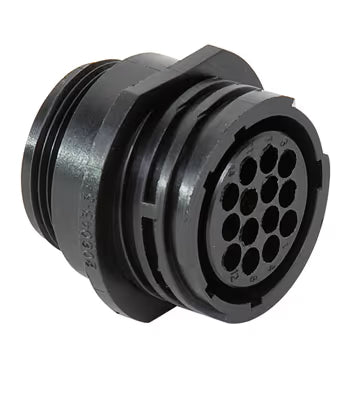 CIRCULAR CONNECTOR/Female, 14 position, free hanging mount, straight angle, threaded