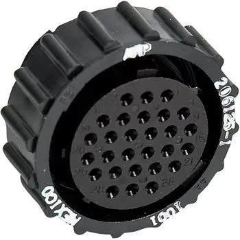 CIRCULAR CONNECTOR/Female, 28 position, free hanging mount, straight angle, threaded