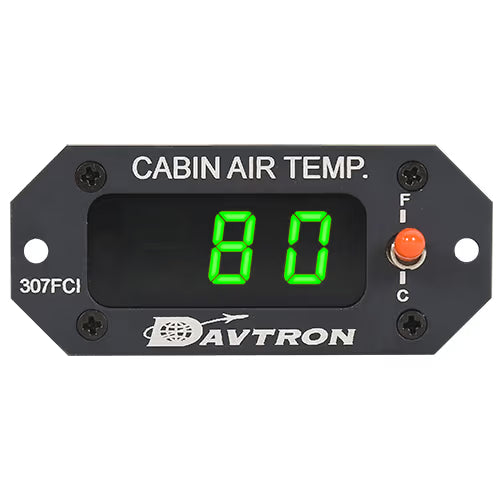 307FCI Digital OAT & Cabin Temperature Gauge | Centigrade, Green Display, Includes Digital Probe