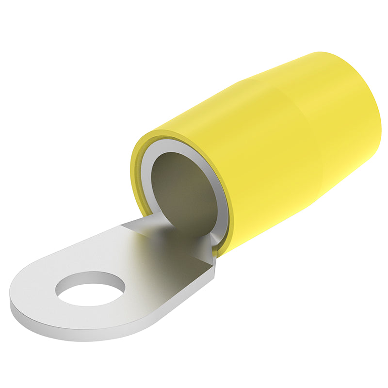 RING TERMINAL/9.53 mm stud/tab size, female, insulated, yellow, tin plating copper material, nylon insulation. 324 series. For use with 2/0 gauge wire.