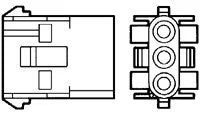 CONNECTOR/3 position, female, free hanging/panel mount, 600 V, 19 a. Mate-N-Lok series.