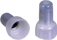 END SPLICE/#6 stud/tab size, female, insulated, clear, tin plating, copper material, nylon insulation, 300 VAC. For use with 22-10 gauge wire.