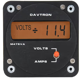 400 Series Voltage & Dual Amperage Meter | 2-1/4 Mount, 14V Orange Lighting