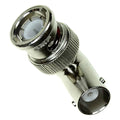 BNC CONNECTOR/Side 1: male, side 2: female, 50 ohms, nickle plating, right angle. ROHS compliant.