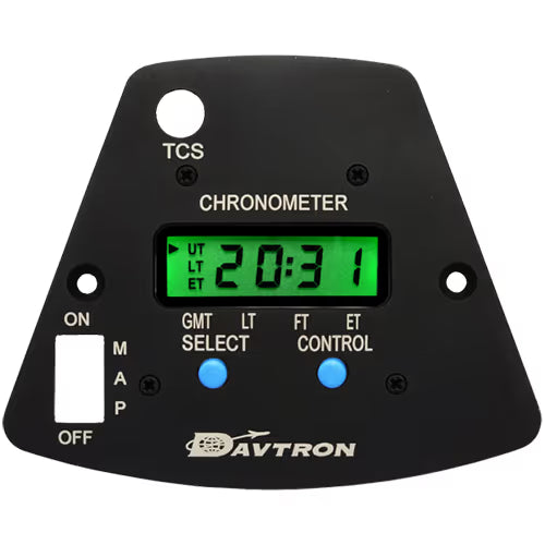 MB800AIS Yoke Mount Digital Clock for Beechcraft King Air | 5V NVG Lighting, TCS & MAP Switch, Black