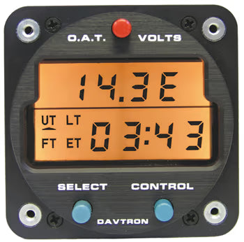 Davtron Flight Instruments M803 Digital Clock Chronometer, O.A.T., Voltage Gauge M803-5V M803 Digital Clock Chronometer, O.A.T., Voltage Gauge