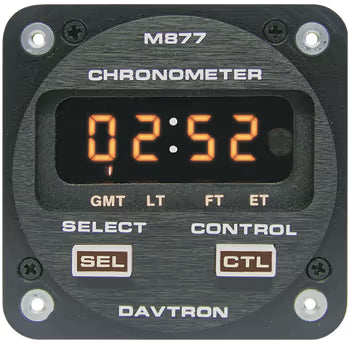 877 Series Digital Chronometer | 5V Lighting, Black Face Plate, Rear Mount