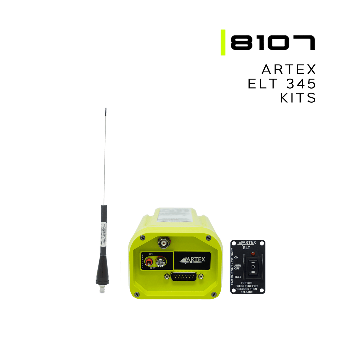 ARTEX Emergency Locator Transmitters ARTEX ELT 345 Compact Kit | 15in Whip Antenna, Standard Switch 8107 ARTEX ELT 345 Compact Kit | 15in Whip Antenna, Standard Switch