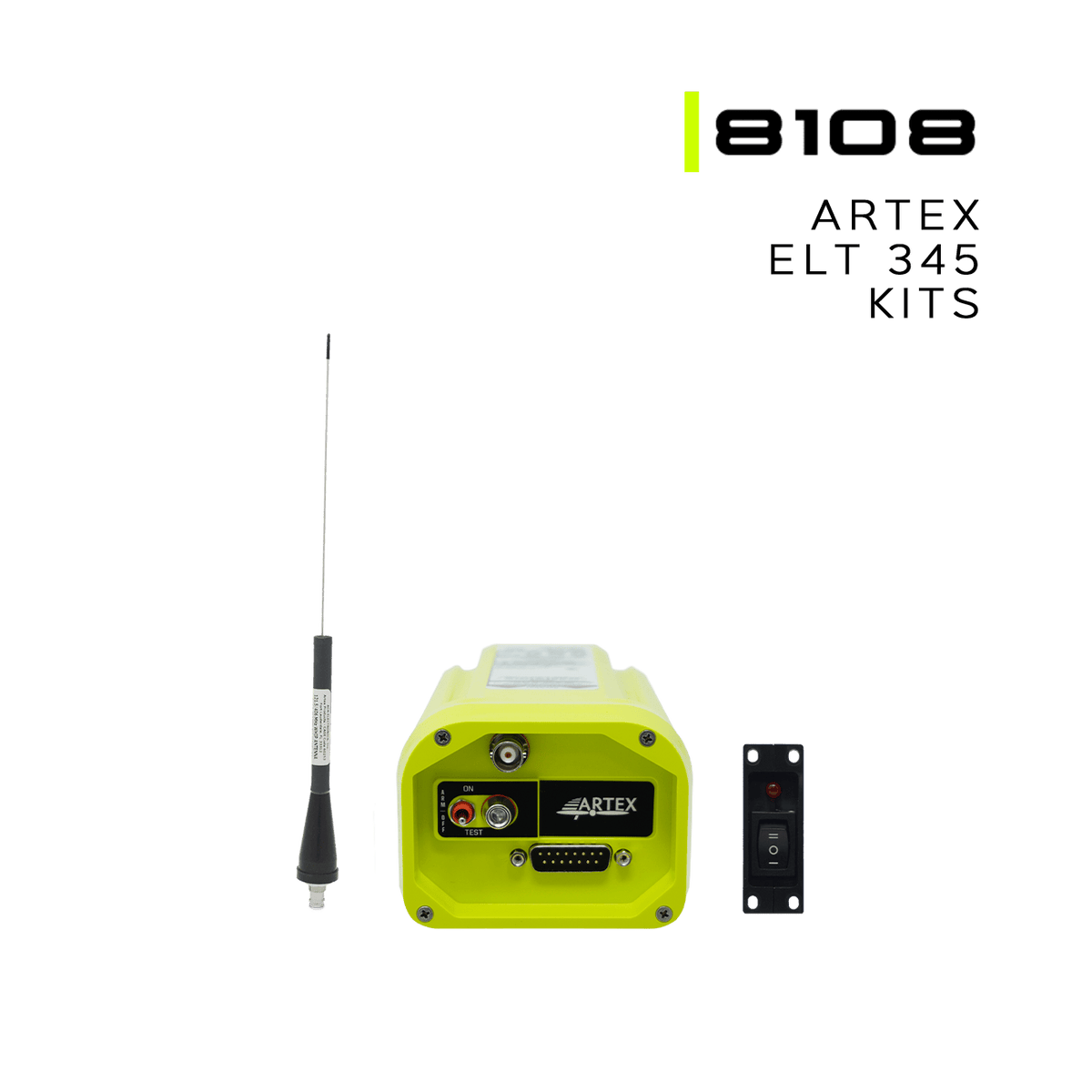 ARTEX Emergency Locator Transmitters ARTEX ELT 345 Slim Kit | 15in Whip Antenna, Slim-Line Switch 8108 ARTEX ELT 345 Slim Kit | 15in Whip Antenna, Slim-Line Switch