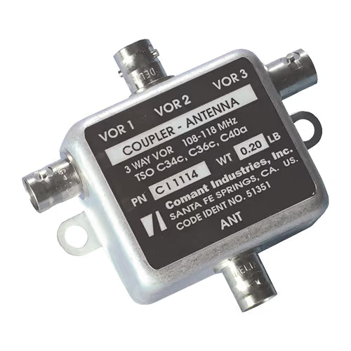 CI-1114 VOR Threeway Signal Coupler | 108–118 MHz, 50 Ω, BNC Female Connector