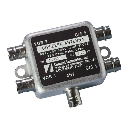 CI 1125 Dual VOR & Glide Slope Diplexer | 108-118 MHz & 329-335 MHz, 50 Ω, BNC Connector