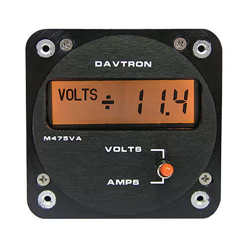 Davtron Flight Instruments M475VA Voltage & Dual Amperage Meter M475VA-R-5V M475VA Voltage & Dual Amperage Meter