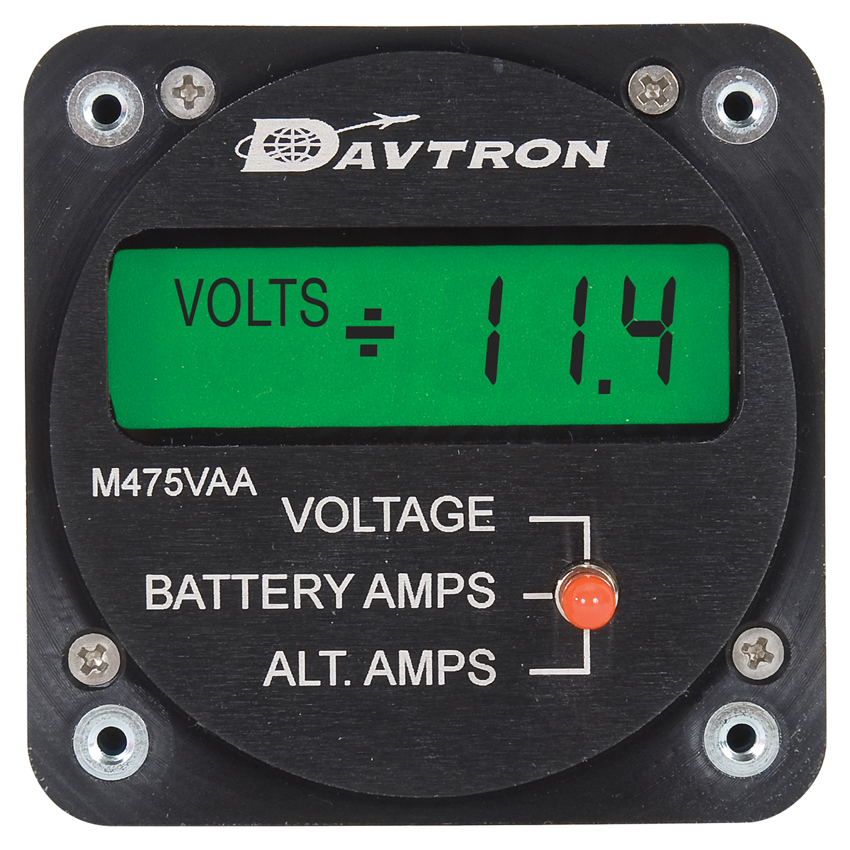 Davtron Flight Instruments M475VAA Voltage & Dual Amperage Meter M475VAA-28V-NVG M475VAA Voltage & Dual Amperage Meter