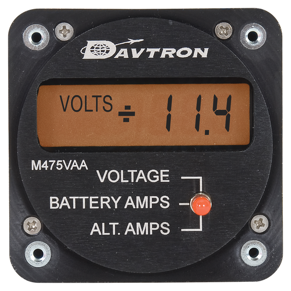Davtron Flight Instruments M475VAA Voltage & Dual Amperage Meter M475VAA-5V M475VAA Voltage & Dual Amperage Meter