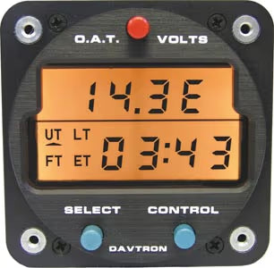 Davtron Flight Instruments M803 Digital Clock Chronometer, O.A.T., Voltage Gauge M803-28V M803 Digital Clock Chronometer, O.A.T., Voltage Gauge