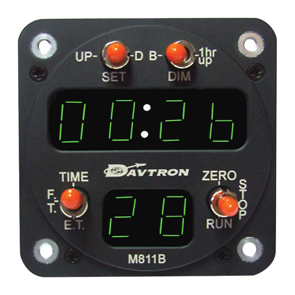 Davtron Flight Instruments M811B Digital Clock M811B-24-NVG-15 M811B Digital Clock