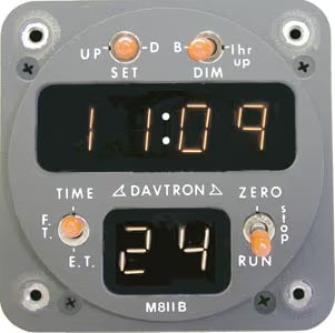 Davtron Flight Instruments M811B Digital Clock M811B-24A M811B Digital Clock