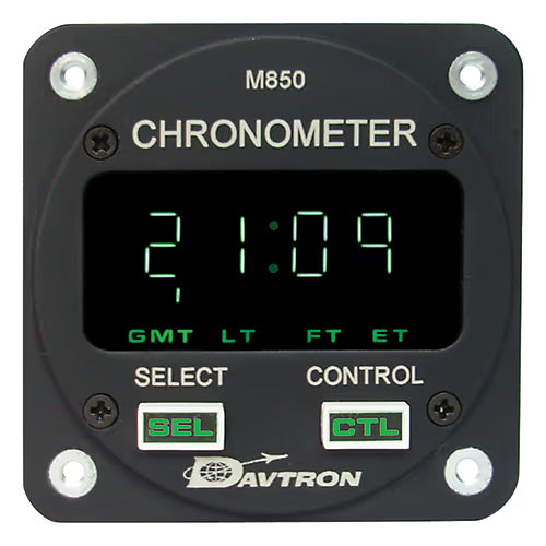Davtron Flight Instruments M850 Digital Clock Chronometer M850-2-5V-NVG M850 Digital Clock Chronometer