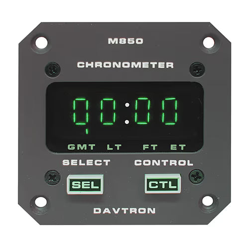 Davtron Flight Instruments M850 Digital Clock Chronometer M850A-28V-NVG M850 Digital Clock Chronometer