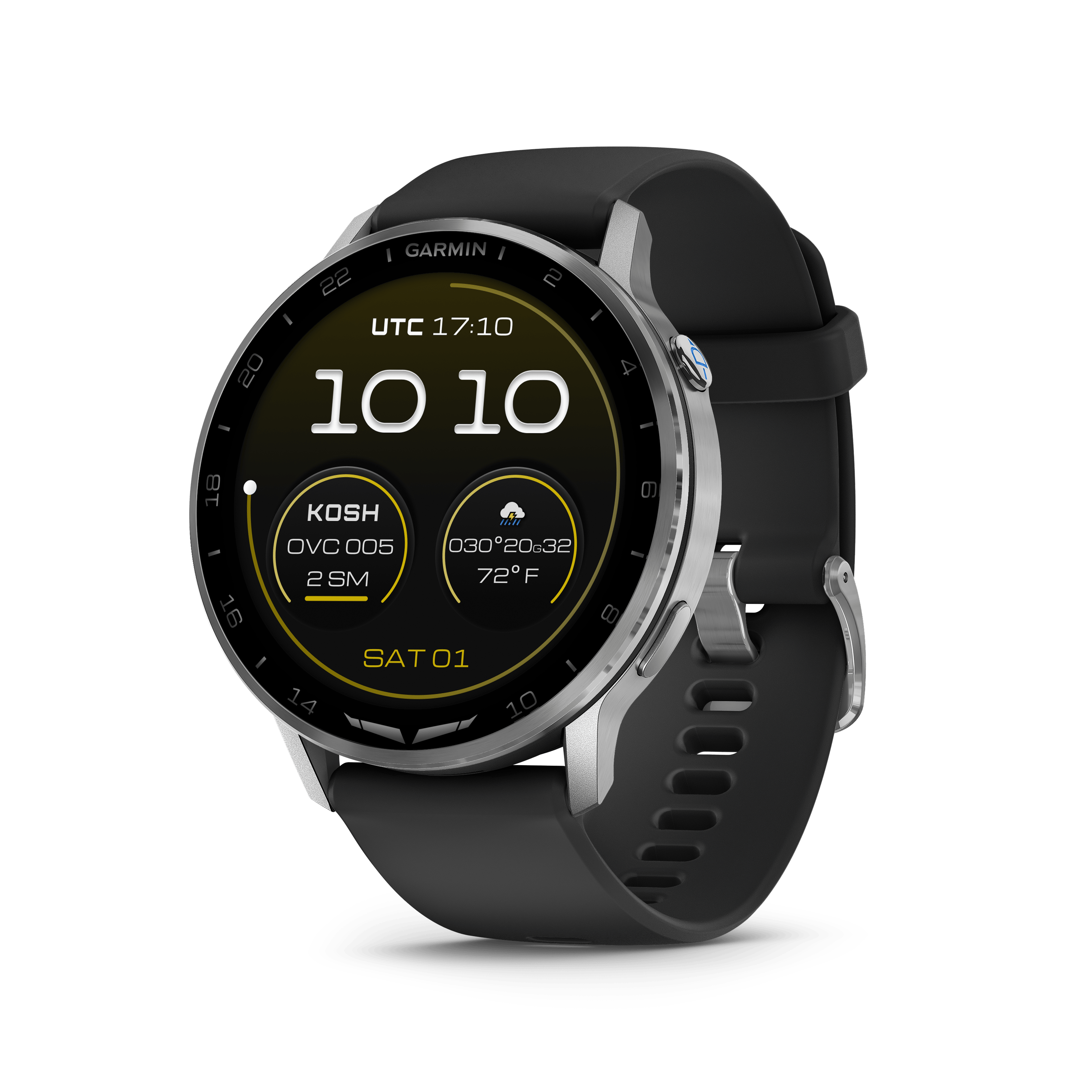 Garmin Watch Silver with Black Silicone Band D2™ Air X15 Aviator Smartwatch 010-03014-50 D2™ Air X15 Aviator Smartwatch