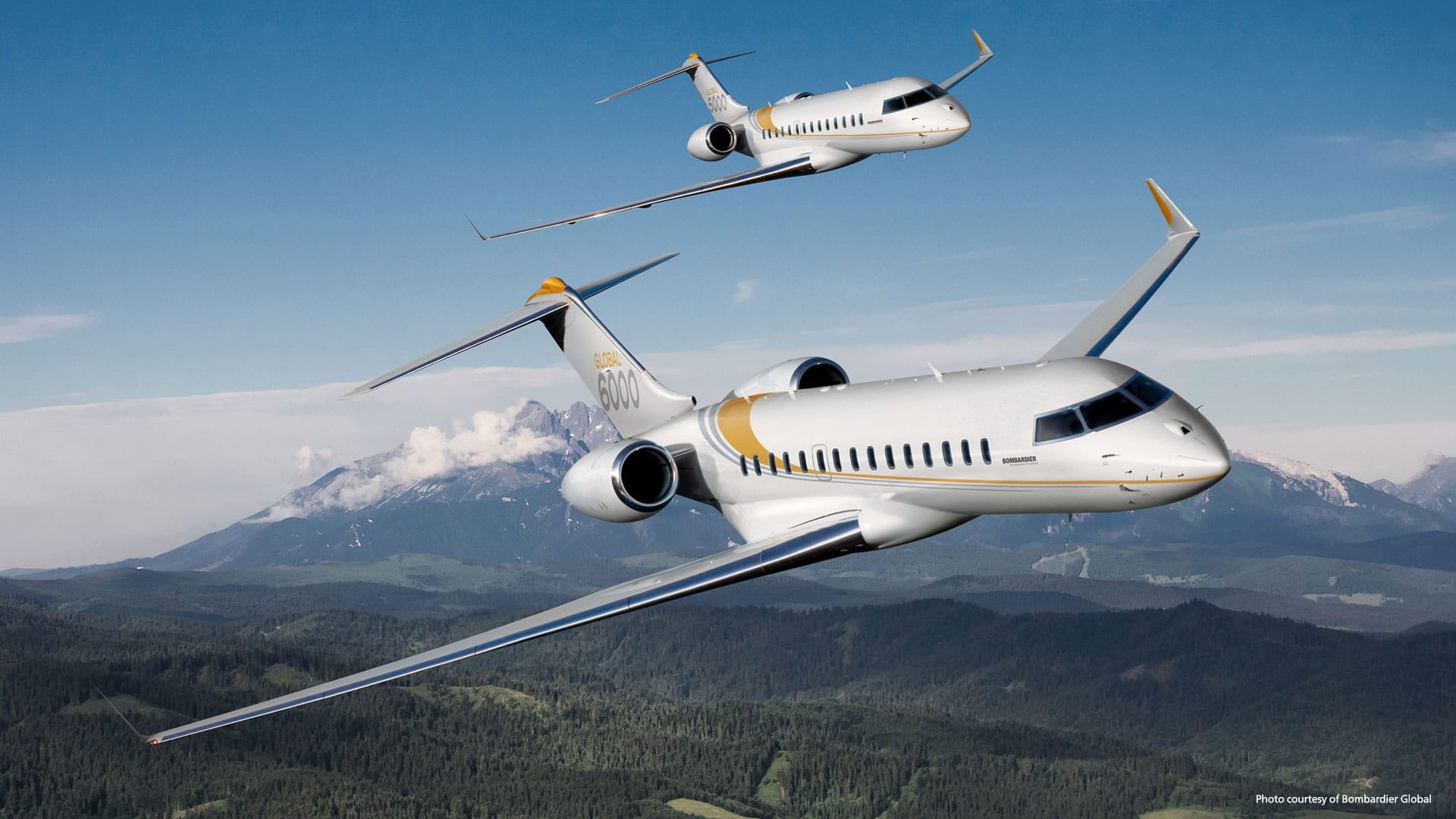 Two Bombardier Global aircraft