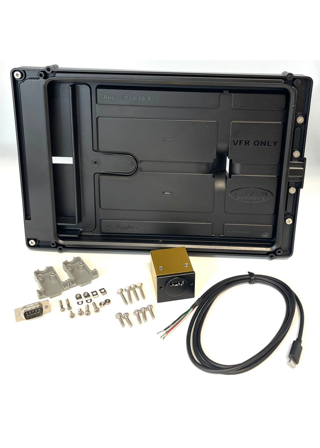 Guardian Avionics iPad Mounts 12 14V Cooling Fan + No Trim Bezel smartPanel Mount + Panel USB Port Package for Apple iPad Pro 10.5-inch / iPad Air 3rd Gen (Lightning) 80-8 smartPanel Mount + Panel USB Port Package for Apple iPad Pro 10.5-inch / iPad Air 3rd Gen (Lightning)