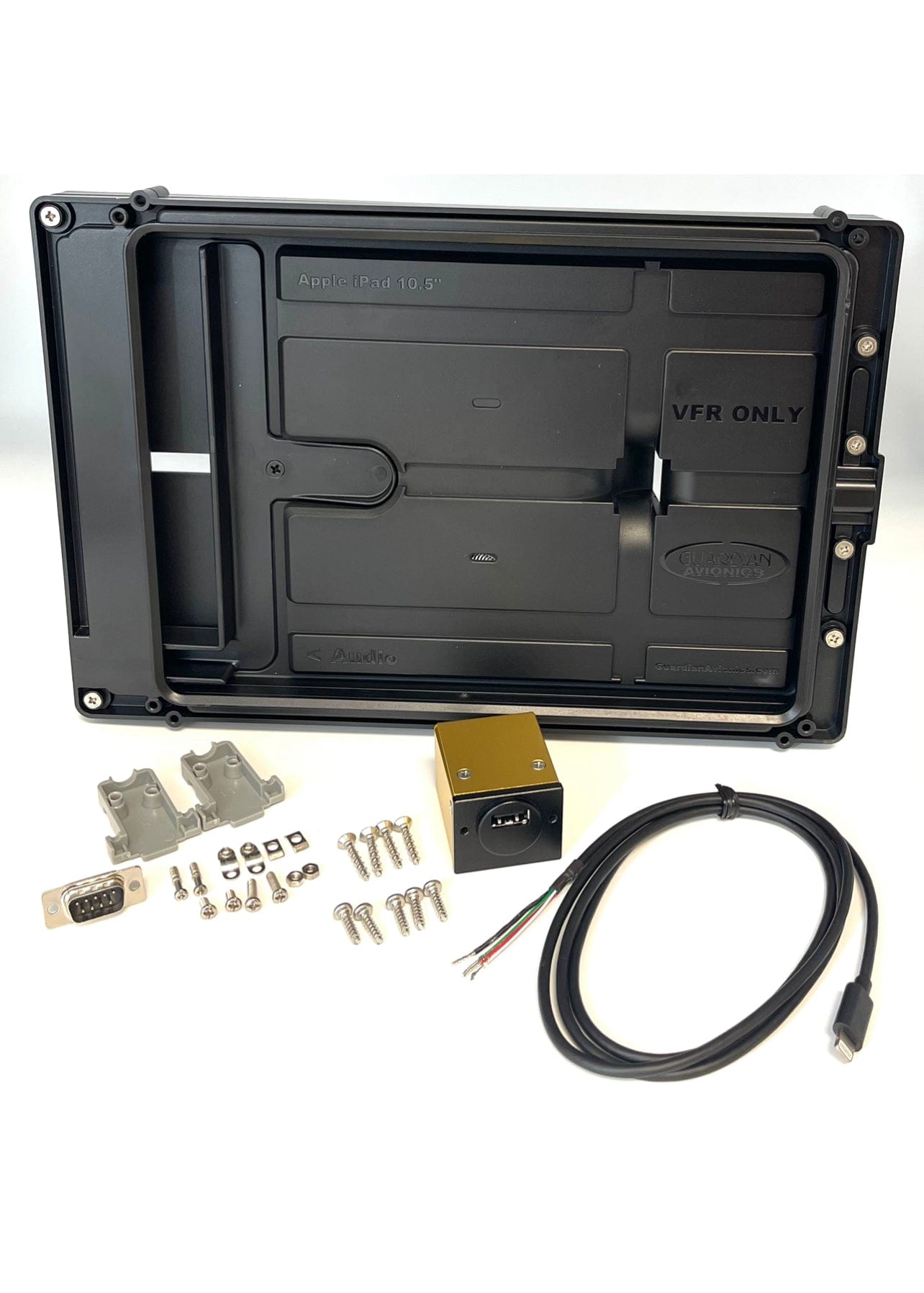Guardian Avionics iPad Mounts 12 14V Cooling Fan + No Trim Bezel smartPanel Mount + Panel USB Port Package for Apple iPad Pro 10.5-inch / iPad Air 3rd Gen (Lightning) 80-8 smartPanel Mount + Panel USB Port Package for Apple iPad Pro 10.5-inch / iPad Air 3rd Gen (Lightning)