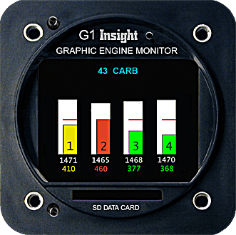 Insight Instrument Corp G1 4-Cylinder Engine Monitor (2.25" bezel, carbureted) — ships with Carb Probe + SD Card 610C-142 G1 4-Cylinder Engine Monitor (2.25" bezel, carbureted) — ships with Carb Probe + SD Card