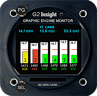 Insight Instrument Corp G2 6-Cylinder Engine Monitor (2.25" bezel) 610C-262 G2 6-Cylinder Engine Monitor (2.25" bezel)