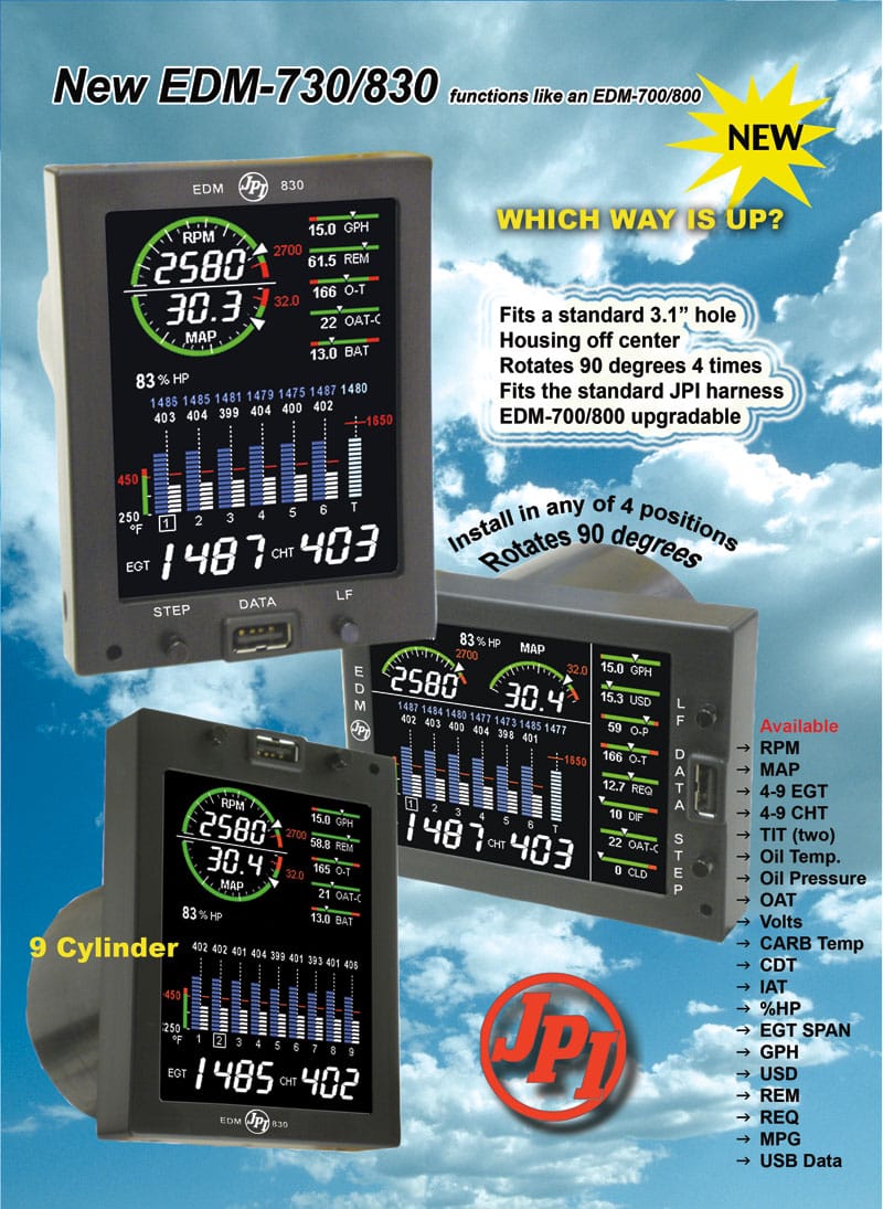 JP Instruments Engine Monitor JP Instruments EDM 830 (4 Cylinder) EDM-830-4C JP Instruments EDM 830 Engine Monitor | TSO Certified