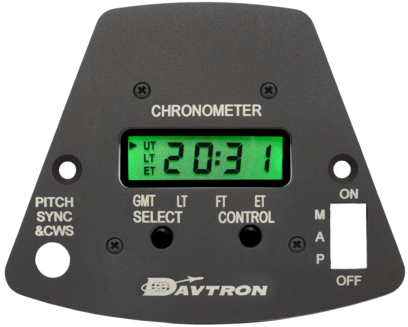 MB800AIS Yoke Mount Digital Clock for Beechcraft King Air | 28V, TCS & MAP Switch, NVG Lighting, Black