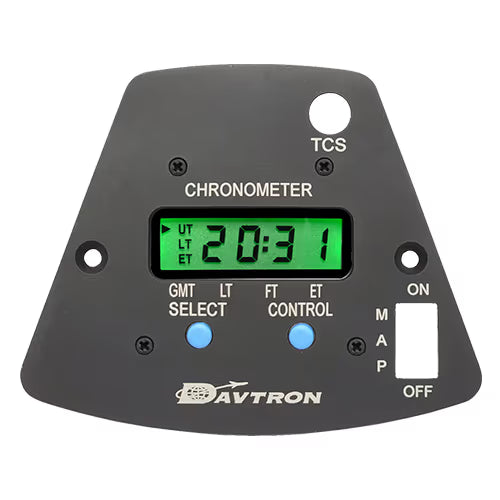MB800AIS Yoke Mount Digital Clock for Beechcraft King Air | 5V NVG Lighting, TCS & MAP Switch, Black