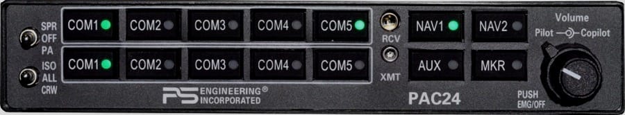 PS Engineering Audio Panels PS Engineering PAC24 KMA24H-Series 71 Plug 'N Play Special Mission Audio Panel 050-240-0100 PS Engineering PAC24 KMA24H-Series 71 Plug 'N Play Special Mission Audio Panel
