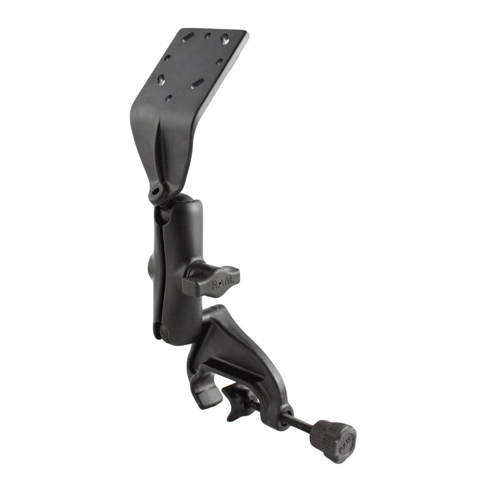 RAM Mounts RAM DOUBLE BALL YOKE CLAMP MOUNT WITH ANGLED EXTENSION PLATE RAM-B-125U RAM DOUBLE BALL YOKE CLAMP MOUNT WITH ANGLED EXTENSION PLATE