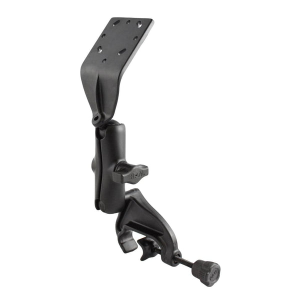 RAM Mounts RAM DOUBLE BALL YOKE CLAMP MOUNT WITH ANGLED EXTENSION PLATE RAM-B-125U RAM DOUBLE BALL YOKE CLAMP MOUNT WITH ANGLED EXTENSION PLATE