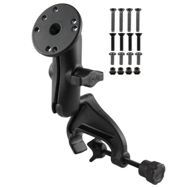 RAM Mounts RAM DOUBLE BALL YOKE CLAMP MOUNT WITH GARMIN MOUNTING HARDWARE RAM-B-121-G1U RAM DOUBLE BALL YOKE CLAMP MOUNT WITH GARMIN MOUNTING HARDWARE