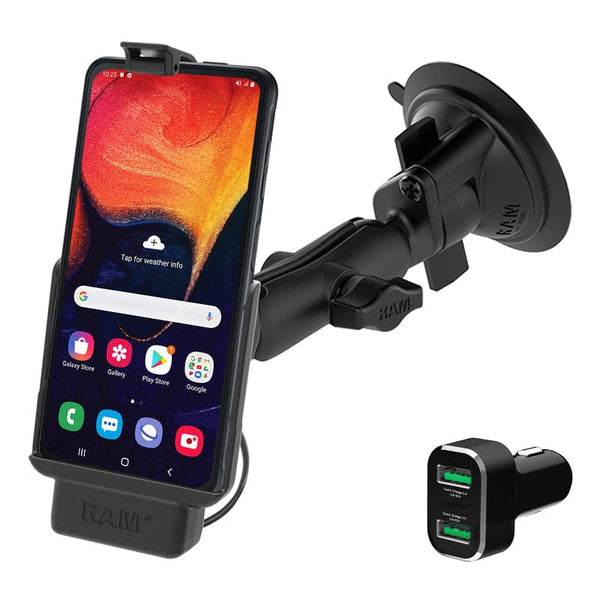 RAM Mounts RAM EZ-ROLLR POWERED SUCTION CUP MOUNT FOR SAMSUNG XCOVER PRO AND QC CIG CHARGER RAM-B-166-SAM9P-2QCCIGU RAM EZ-ROLLR POWERED SUCTION CUP MOUNT FOR SAMSUNG XCOVER PRO AND QC CIG CHARGER