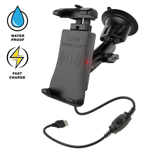RAM Mounts RAM QUICK-GRIP 15W WIRELESS WITH SUCTION CUP MOUNT RAM-B-166-UN14W-1 RAM QUICK-GRIP 15W WIRELESS WITH SUCTION CUP MOUNT
