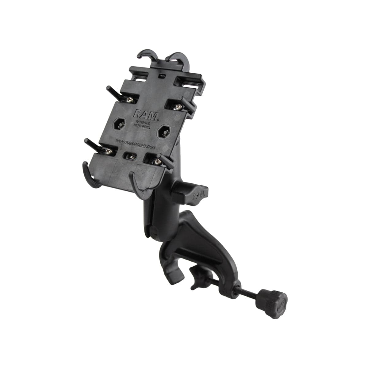 RAM Mounts RAM QUICK-GRIP PHONE MOUNT WITH YOKE CLAMP BASE RAM-B-121-PD3 RAM QUICK-GRIP PHONE MOUNT WITH YOKE CLAMP BASE