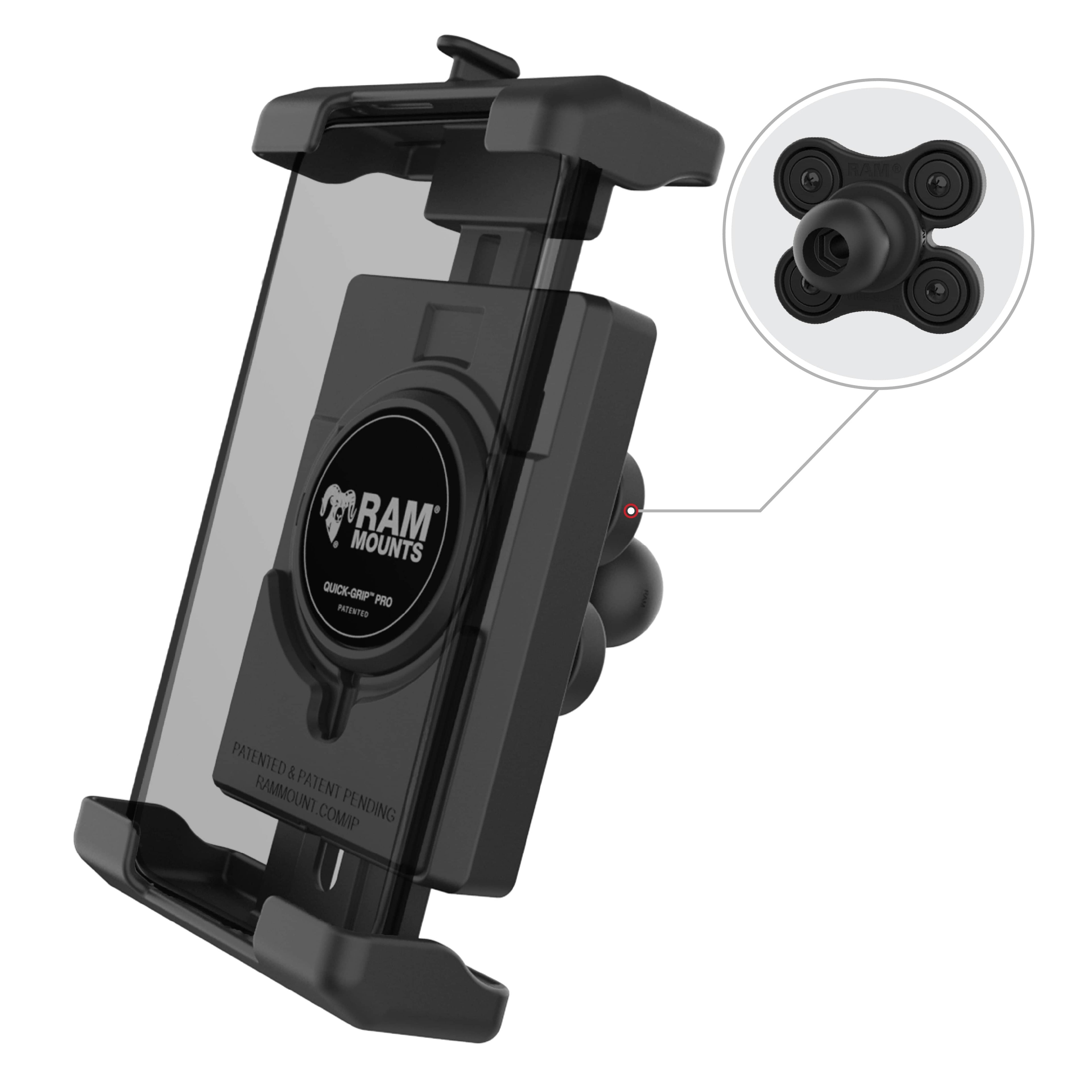 RAM Mounts RAM QUICK-GRIP PRO XL PHONE HOLDER WITH VIBE-SAFE BALL RAM-HOL-PD7BVU RAM QUICK-GRIP PRO XL PHONE HOLDER WITH VIBE-SAFE BALL