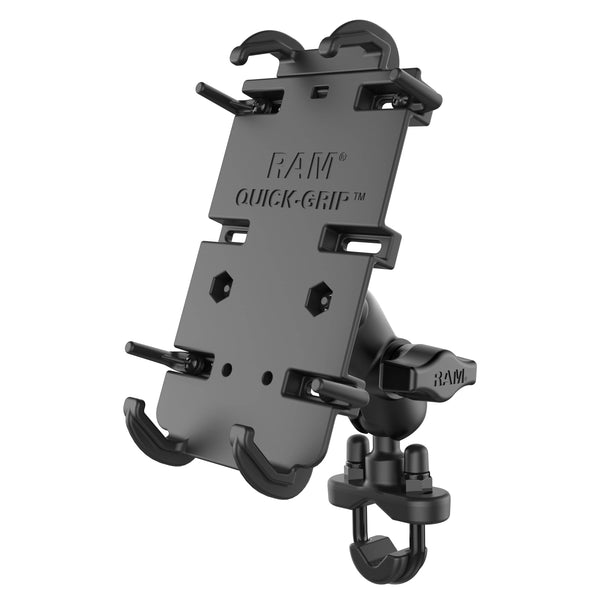 RAM Mounts RAM QUICK-GRIP XL PHONE HOLDER FOR LARGER DEVICES WITH SHORT ARM AND U-BOLT RAM-B-149Z-A-PD4U RAM QUICK-GRIP XL PHONE HOLDER FOR LARGER DEVICES WITH SHORT ARM AND U-BOLT