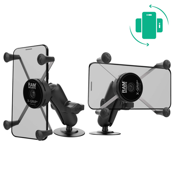RAM Mounts RAM ROTATING X-GRIP LARGE PHONE MOUNT WITH FLEX ADHESIVE BASE RAP-B-378-UN10RU RAM ROTATING X-GRIP LARGE PHONE MOUNT WITH FLEX ADHESIVE BASE