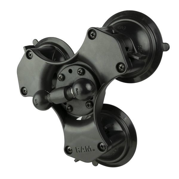 RAM Mounts RAM TRIPLE SUCTION CUP BASE W/ DOUBLE 1" BALLS RAP-B-217-365-224-1U RAM TRIPLE SUCTION CUP BASE W/ DOUBLE 1" BALLS