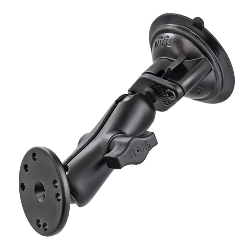 RAM Mounts RAM TWIST-LOCK SUCTION CUP DOUBLE BALL MOUNT WITH ROUND PLATE RAM-B-166-202U RAM TWIST-LOCK SUCTION CUP DOUBLE BALL MOUNT WITH ROUND PLATE