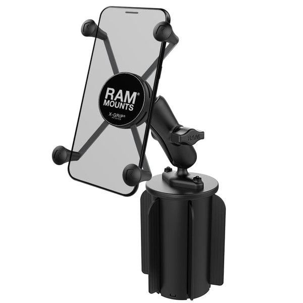 RAM Mounts RAM X-GRIP LARGE PHONE MOUNT WITH RAM-A-CAN II CUP HOLDER BASE RAP-299-3-UN10U RAM X-GRIP LARGE PHONE MOUNT WITH RAM-A-CAN II CUP HOLDER BASE
