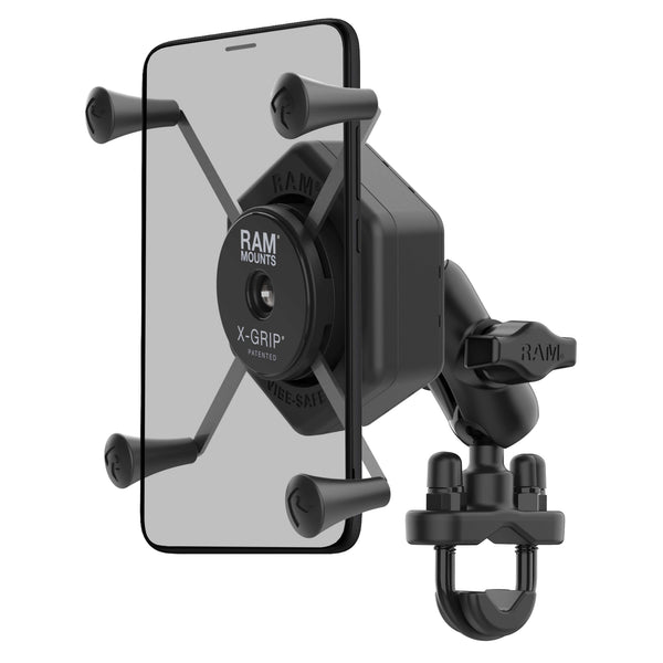 RAM Mounts RAM X-GRIP LARGE PHONE MOUNT WITH VIBE-SAFE AND U-BOLT BASE - SHORT RAM-B-149Z-A-UN10-462 RAM X-GRIP LARGE PHONE MOUNT WITH VIBE-SAFE AND U-BOLT BASE - SHORT